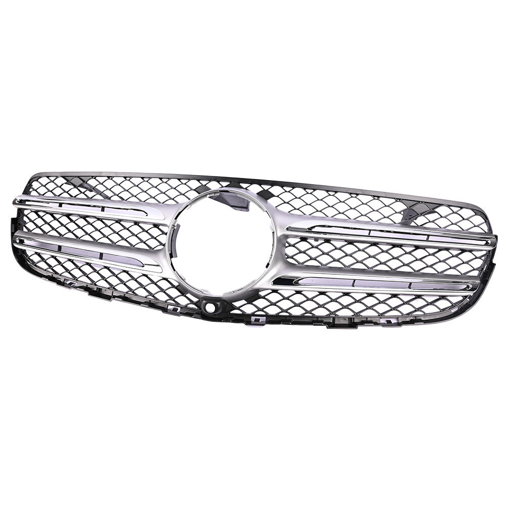Front Bumper Cover Upper Grille Silver for Mercedes-Benz GLC300 Base 2016-2019