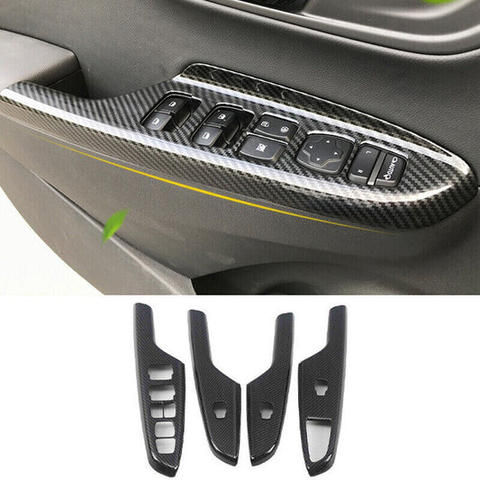 for Hyundai Kona 2018-2022 Carbon Look Door Window Lift Switch Button Panel Trim