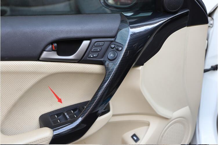 for Acura TSX 2009-2014 Carbon Fiber Window Lift Lock Panel Switch Cover Trim 4X