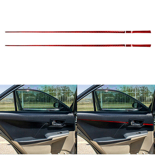 6Pcs Carbon Fiber Interior Rear Door Panel Cover Trim Strip for Toyota for Camry Red