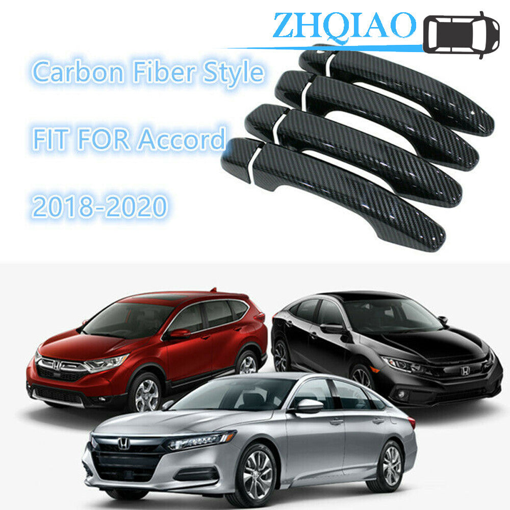 Carbon Fiber Style Exterior Door Handle Cover Trim Fits for Honda Accord 2018-2020