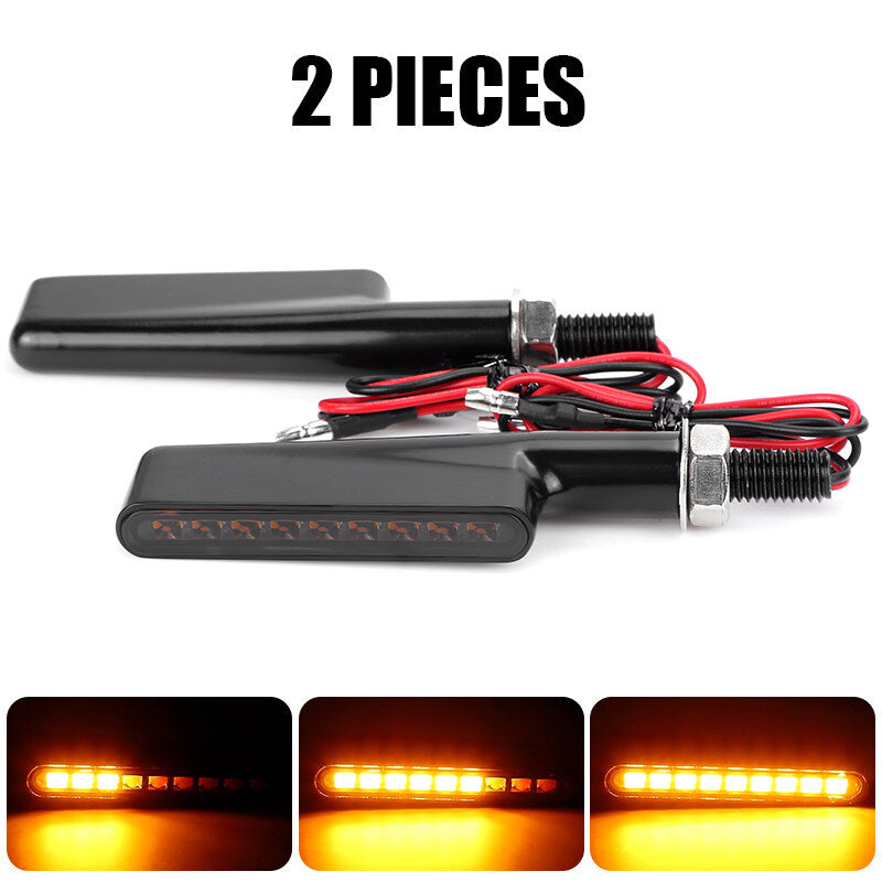 2PCS Sequential LED Motorcycle Turn Signal Light Blinker Indicator Amber Flowing