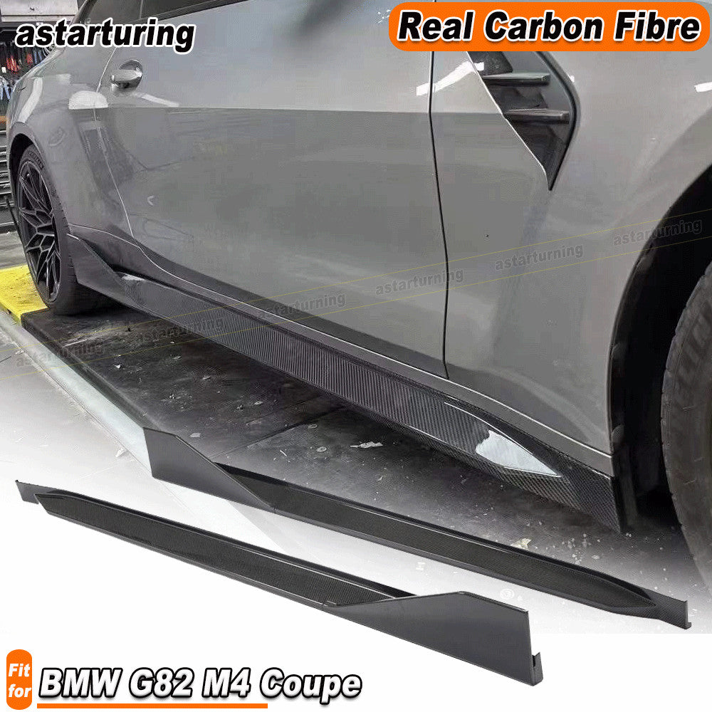 for BMW 4Series G82 M4 Coupe 21-24 REAl Carbon Side Skirt Extension Lip Spoiler