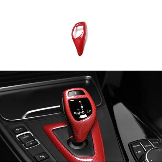 Gear Shift Knob Shifter Lever Trim Red Carbon Fiber for BMW F20 F21 F22 F23 ABS