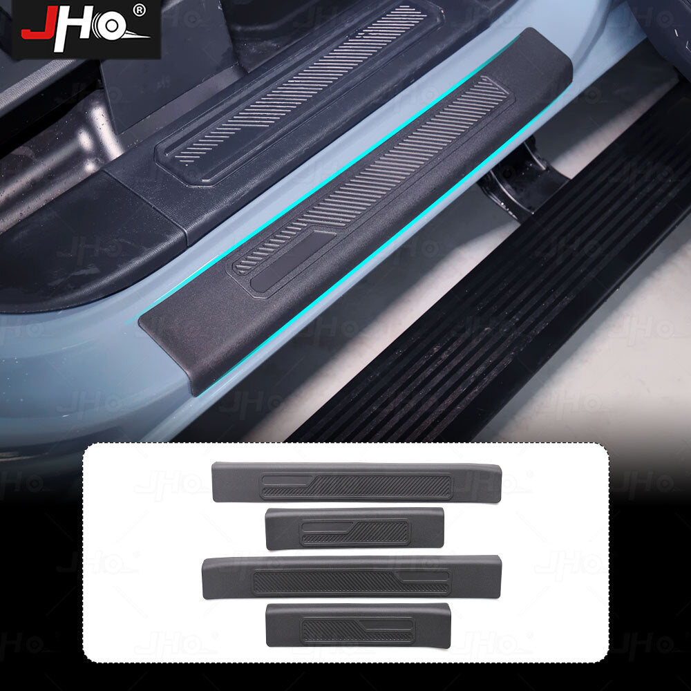 Black Door Sill Trim Step Protector Scuff Plate for Ford Bronco 2021-2024