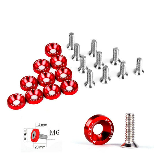 M6 Bolts Car Engine Bumper Fender Washers License Plate Screws 10PCS