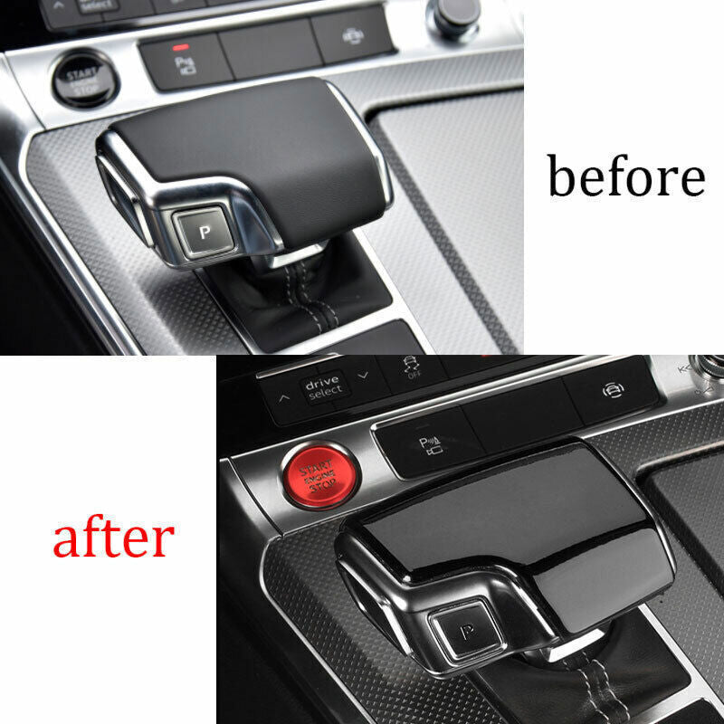 ABS Bright Black Inner Gear Shift Knob Shifter Lever Trim for Audi A6 A7 2019-24