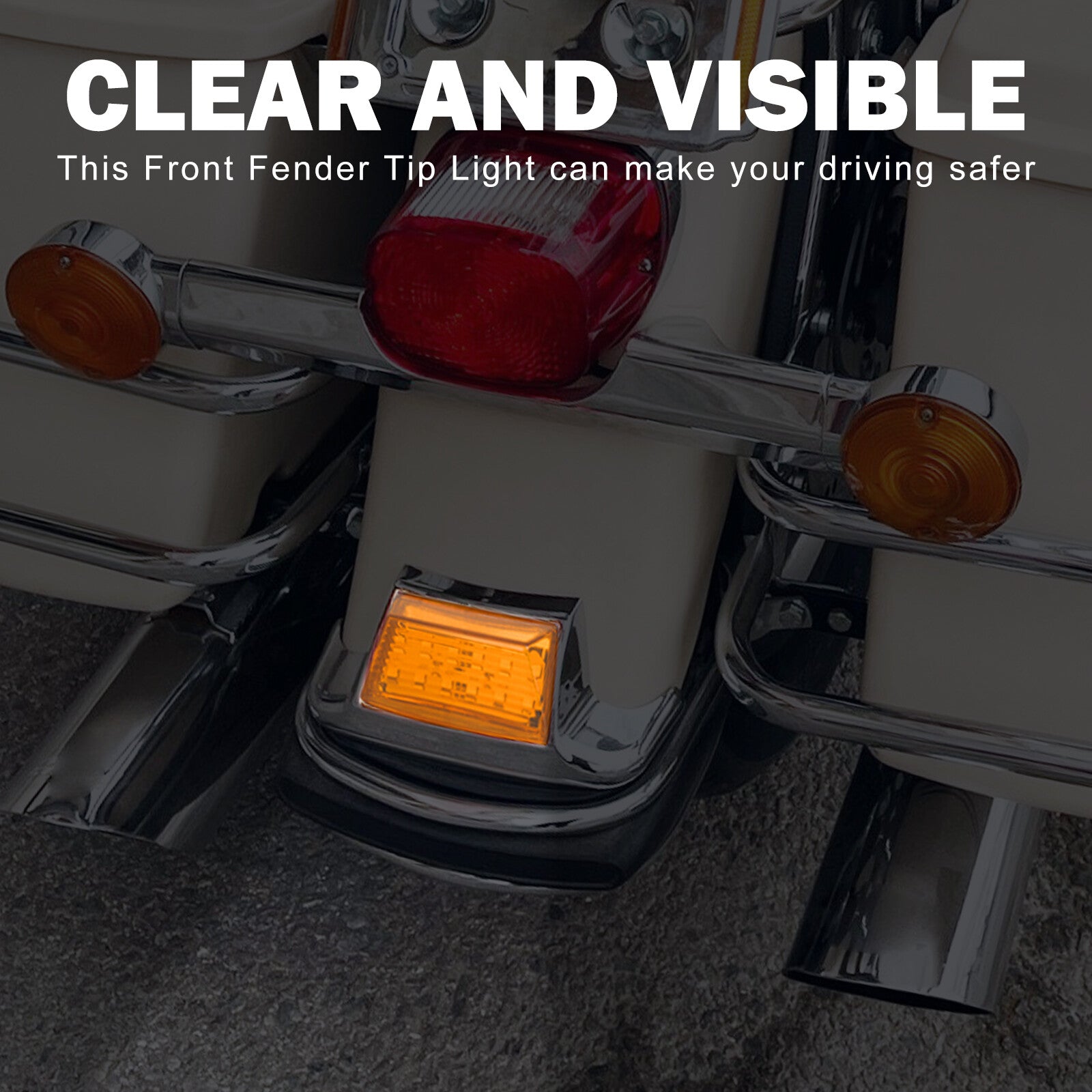 Rear Fender w/ Amber Lens Tip LED Light for Harley Electra Road Glide Softail