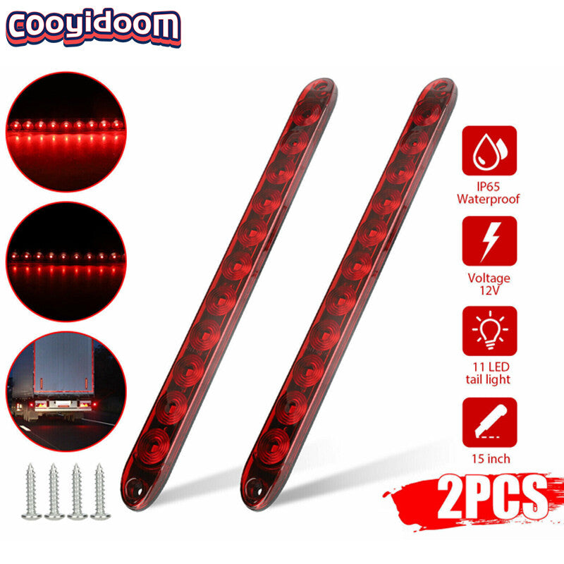 1Pair 16 Rear LED Bumper Reflector Brake Tail Light Signal Lamps Trailer Marker