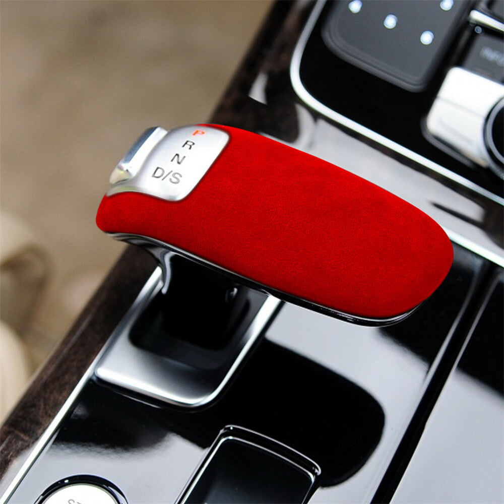 Suede Wine Red Console Gear Shift Knob Cover for Audi for A8 2011-17 Car Accessories