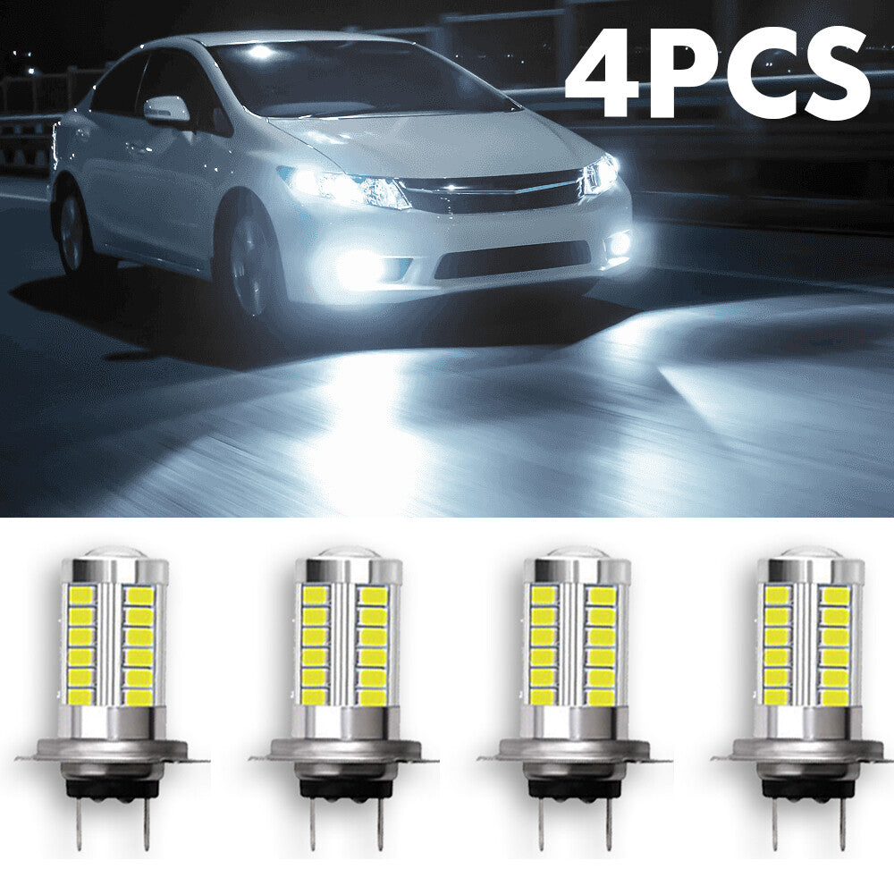 4pcs H7 Super Bright 6000K White LED Headlight Bulbs High Low Beam Fog Light