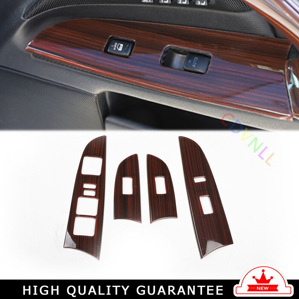 Inner Glass Window Lifting Lock Panel Trim 4PCS Fit for Lexus IS 06-11 Red Wood
