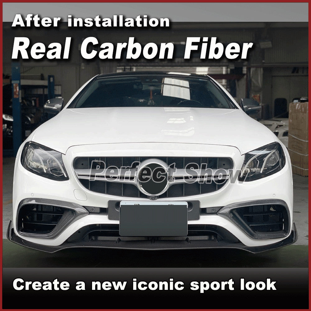 for Mercedes-Benz W213 S213 E63 AMG 2016-20 REAL Carbon Front Bumper Lip Spoiler