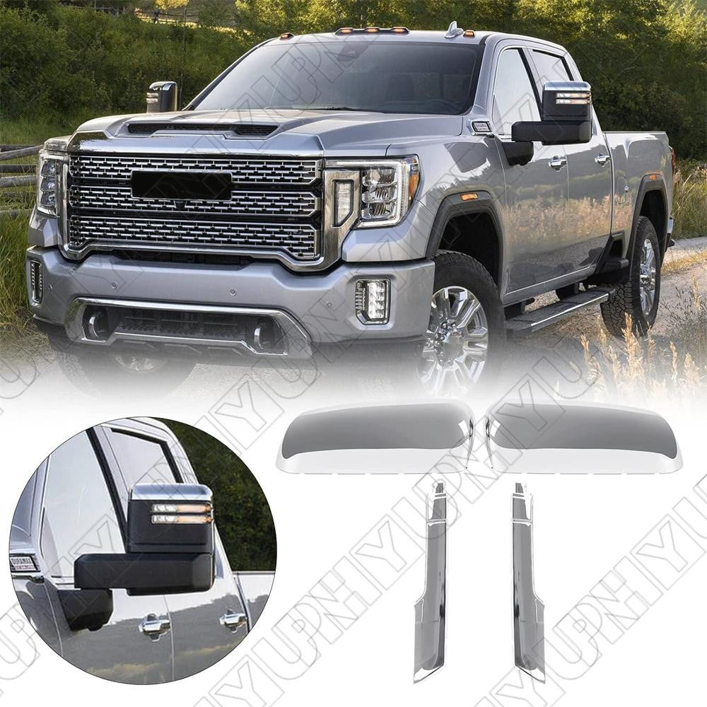 TopSide Mirror Cover Caps For Chevy Silverado for GMC for Sierra HD 2500 3500 2020-2023