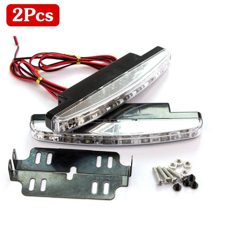 2x Car White 8 LED Daytime Running Light DRL Fog Driving Daylight Head Lamp