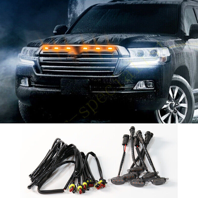 for Land Cruiser 2016-2021 smoke Style Front Grill LED Marker Light Kit