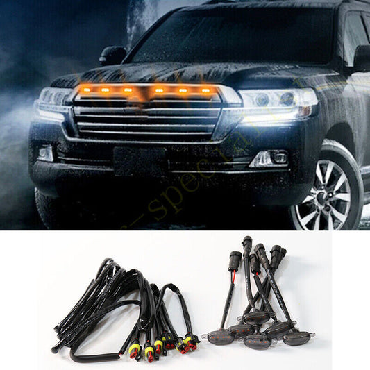 for Land Cruiser 2016-2021 smoke Style Front Grill LED Marker Light Kit