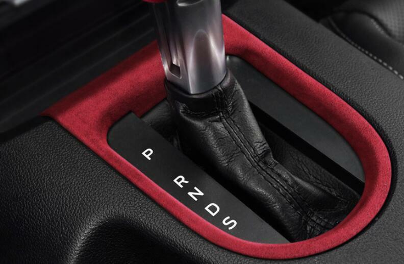 for Ford for Mustang 2015-2022 Red Suede Middle Console Gear Shift Frame Trim 1PCS