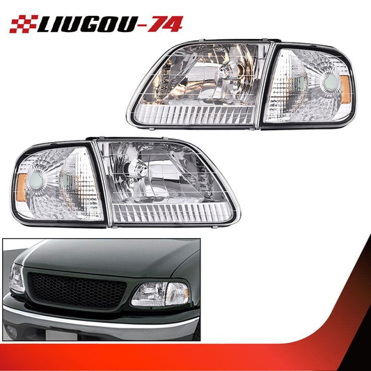 2-Pack Chrome-Plated Headlight Housings for Ford 97-03 F150 and 97-02 Expedition (USA)