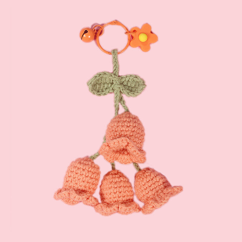 1Pc Hand-woven Bellflower Pendant for Rearview Mirror Hanging Accessory Orange