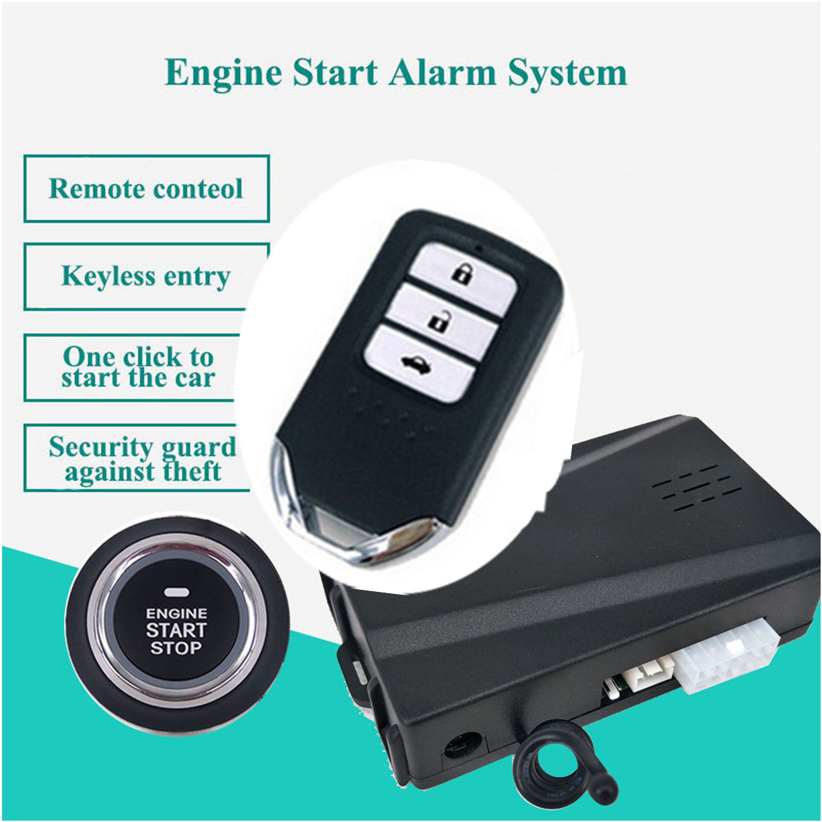 12V Car Keyless Entry Remote One-Button Start/Stop Engine Start Alarm System