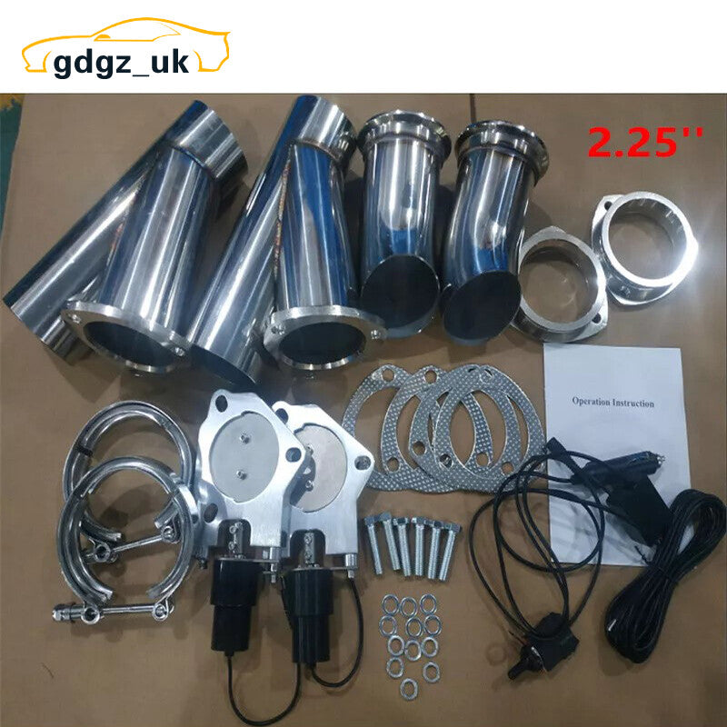 2.25inch Electric Exhaust Valve Control Motor Y Pipe kit with Manual Control