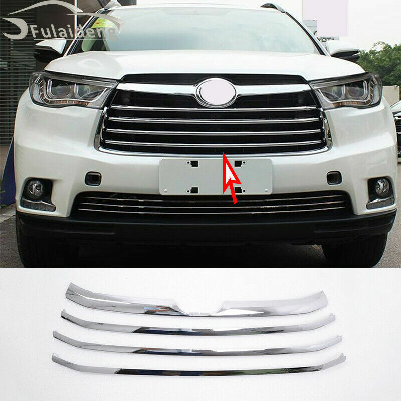 for Toyota Highlander 2014-2016 ABS Chrome Front Grille Grill Bumper Cover Trim