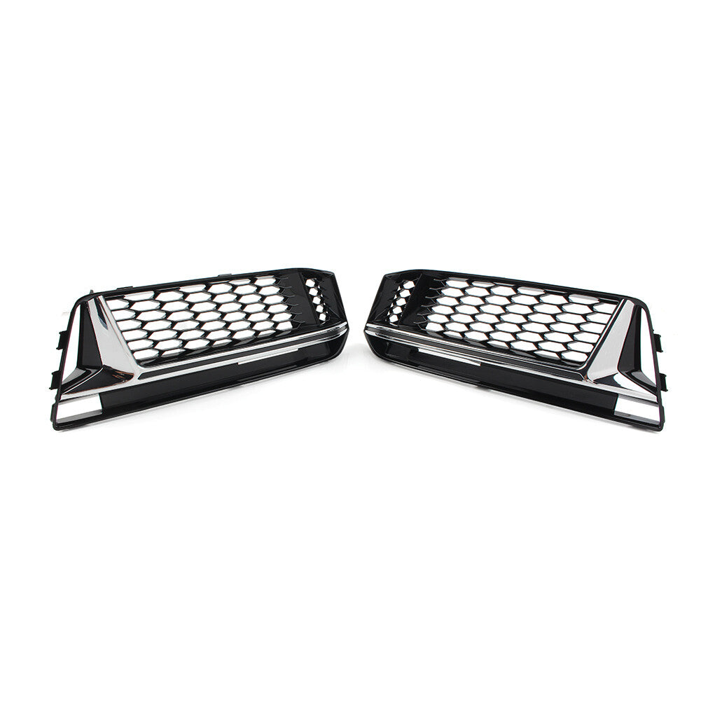 Front Bumper Fog Light Grille Cover Honeycomb for Audi A4 B9 S-Line S4 16-18 cl