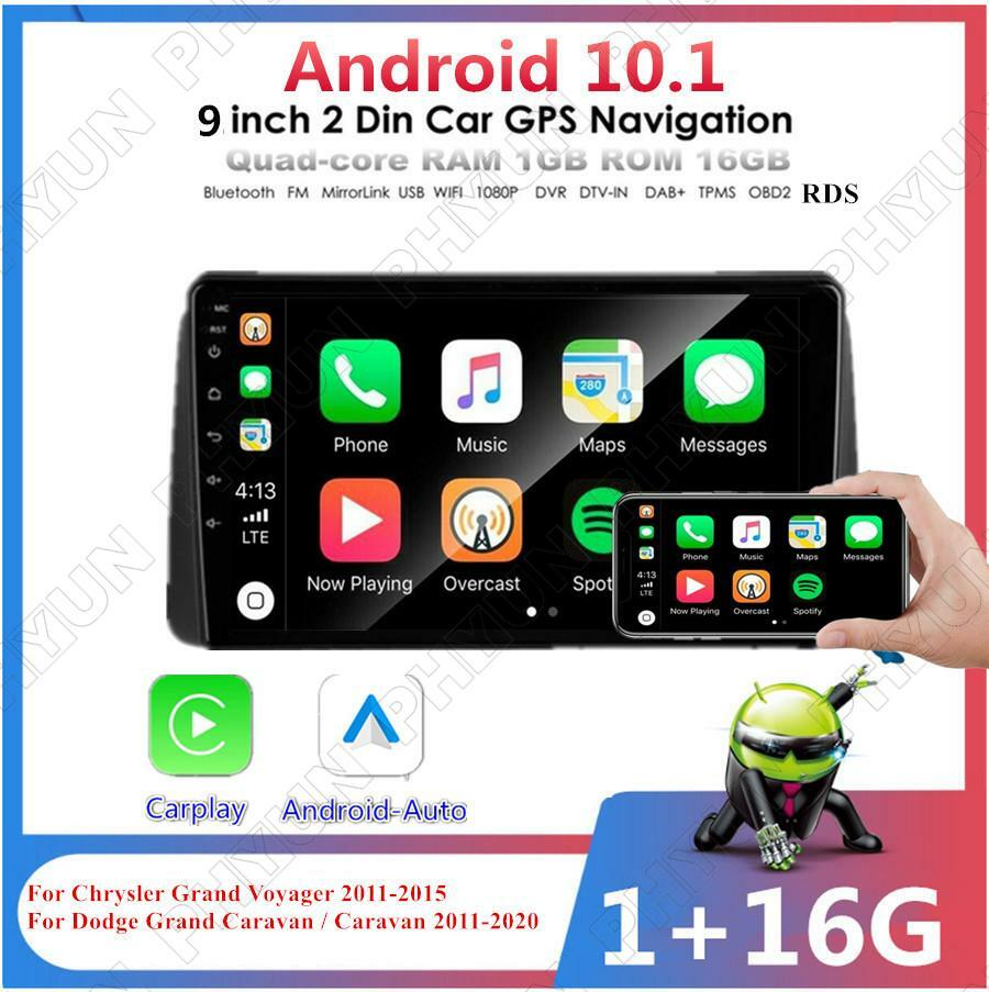 Android 10.1 Stereo Radio GPS Navigation w/Carplay for Dodge Grand Caravan 11-20