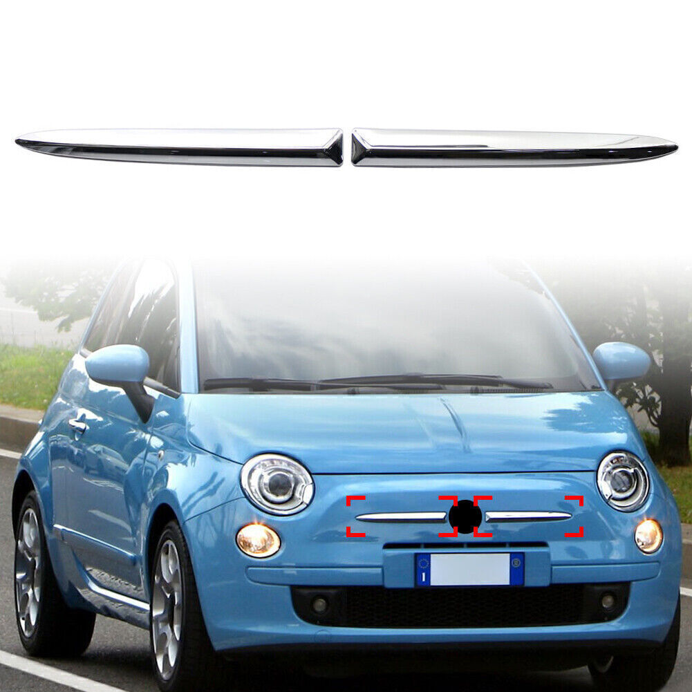 Front Bumper Upper Moulding Trim Left Right Chrome for FIAT 500 2007-2015 Pair