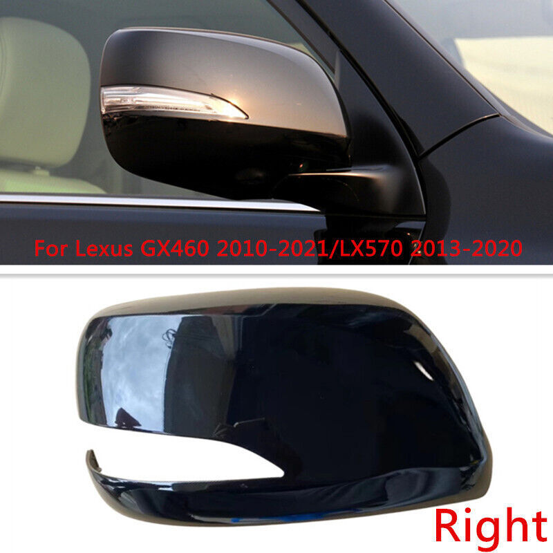 Black RH Rearview Door Mirror Cover Shell Cap for Lexus GX460 10-21/LX570 13-20
