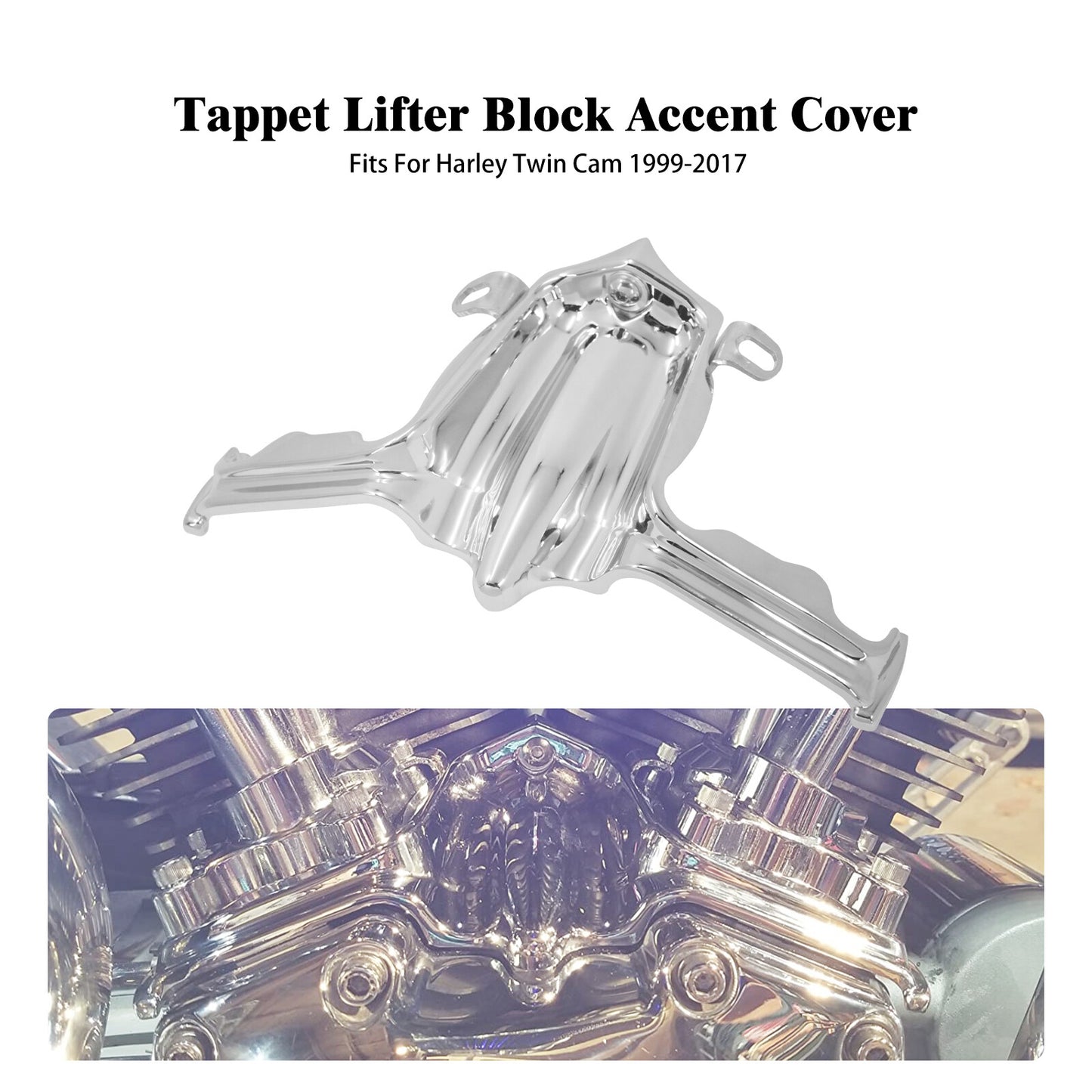 Chrome Tappet / Lifter Block Accent Cover for Harley Dyna Part Twin Cam 99-2017
