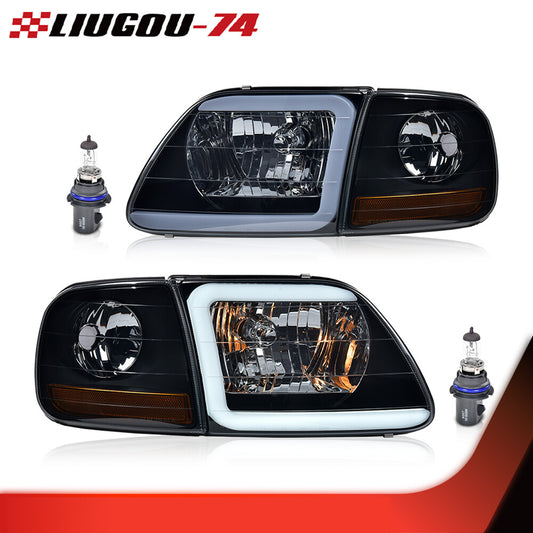 LED tube headlights and corner parking lights with smoke effect suitable for 97-04 F150 Expedition