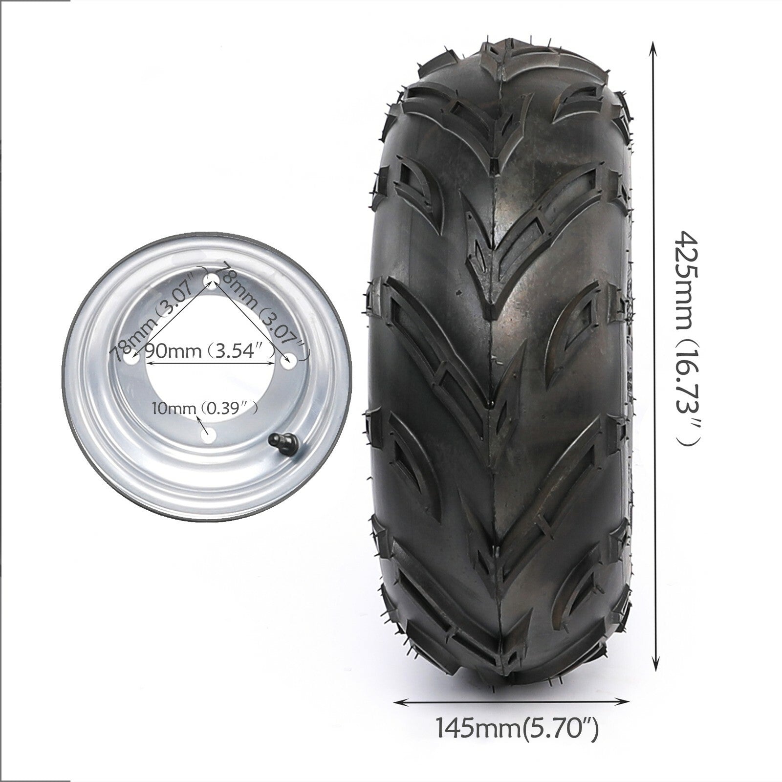 (4) 16x8-7 wheel rims with 4 screws for all-terrain vehicles, including 7-inch off-road go-kart wheels.