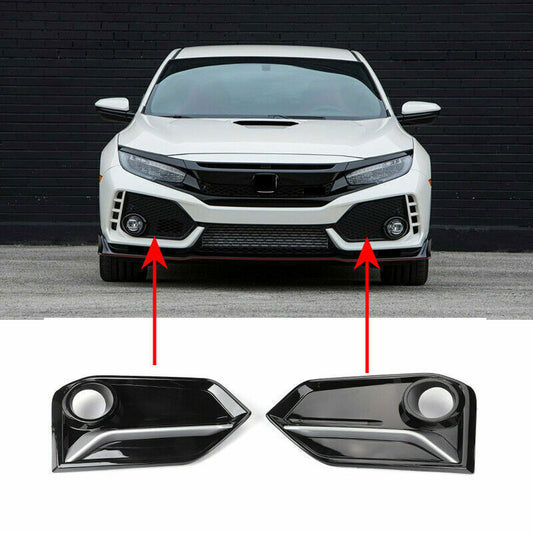 for Honda for Civic Hatchback 20-21 Black W/Silver Front Fog Light Lamp Cover Trim2
