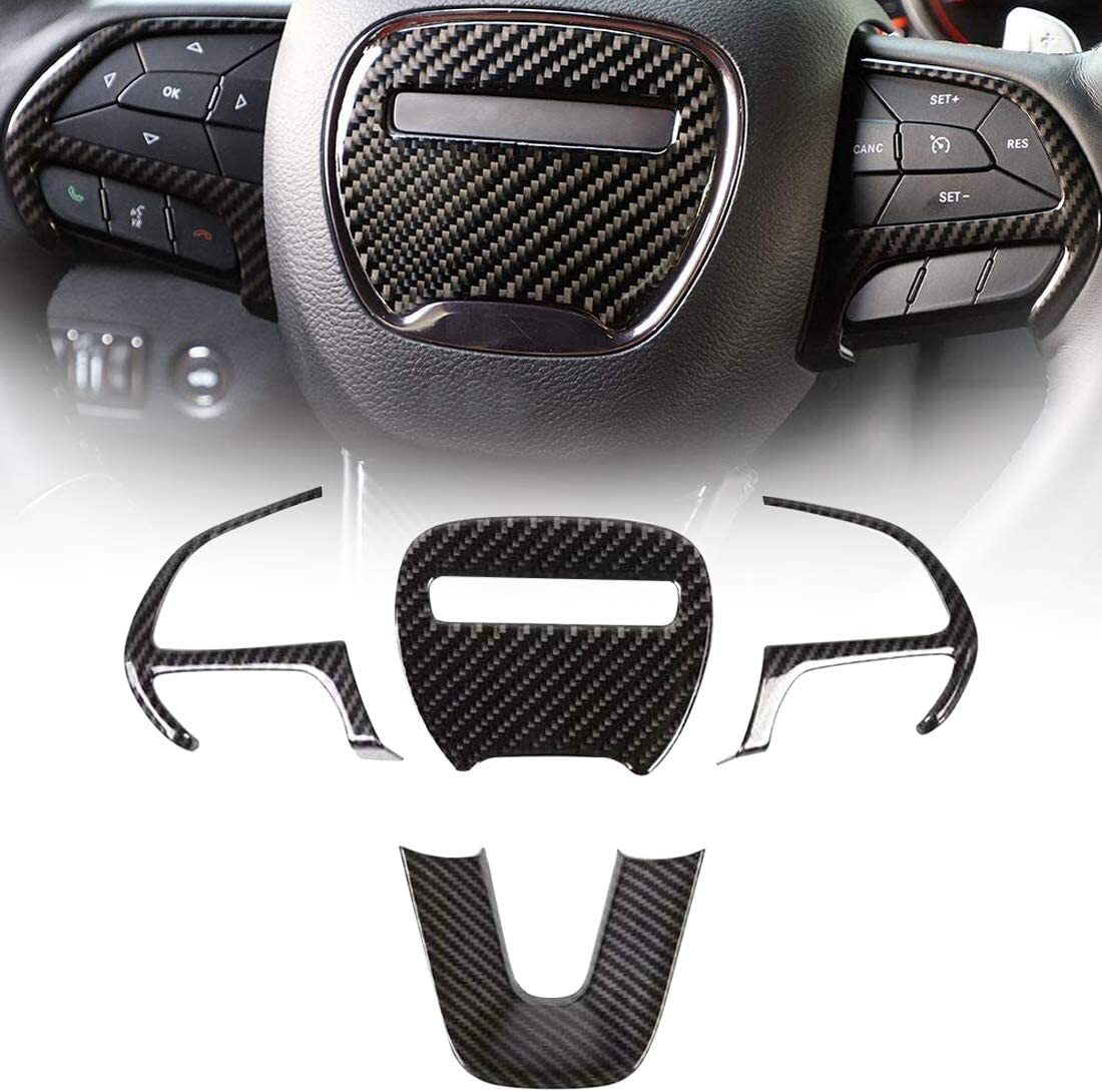 4x for Dodge Charger for Challenger Carbon Fiber Steering Wheel Cover Trim Stickers