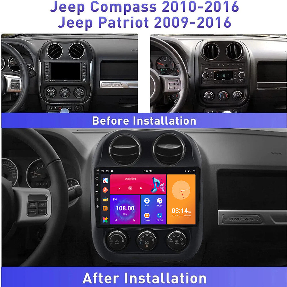 for Jeep Compass 2010-2016 Stereo Android Auto Carplay Car Radio GPS Navi Screen