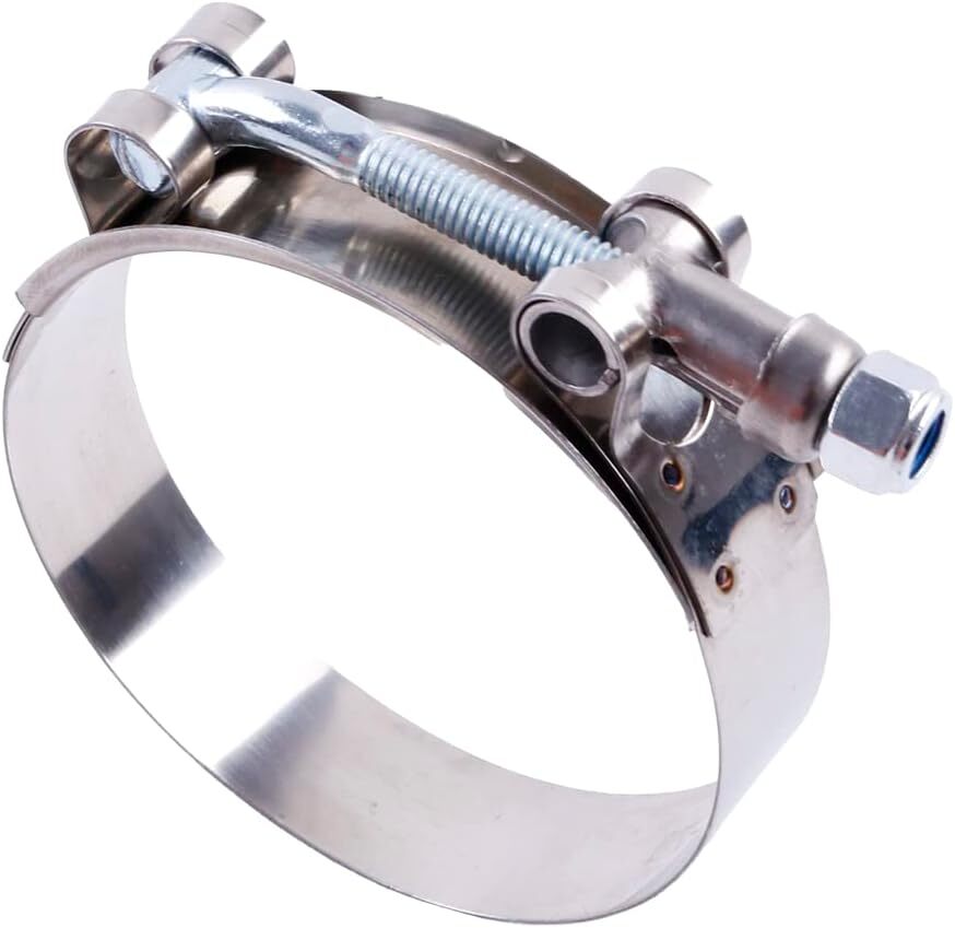 3-inch stainless steel T-bolt hose clamp, range 77-87 mm, suitable for 3-inch hoses.