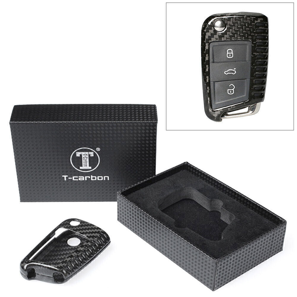 Car Remote Key Fob Case Guard Cover Protector Carbon Fiber Black Fit for Golf MK7