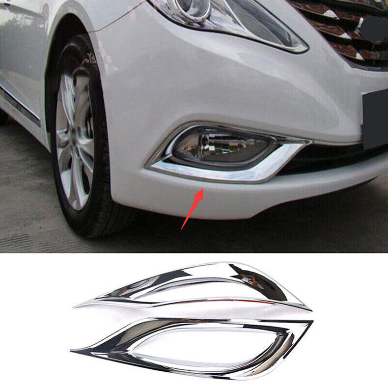 for Hyundai Sonata 2011-14 Chrome Front Bumper Fog Light Lamp Cover Decor Trims