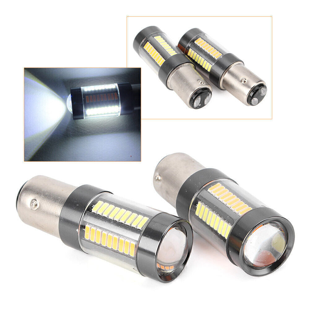 1 Pair White Switchback 1157 BAY15D 4014 66smd LED Brake Light Bulbs 990LM