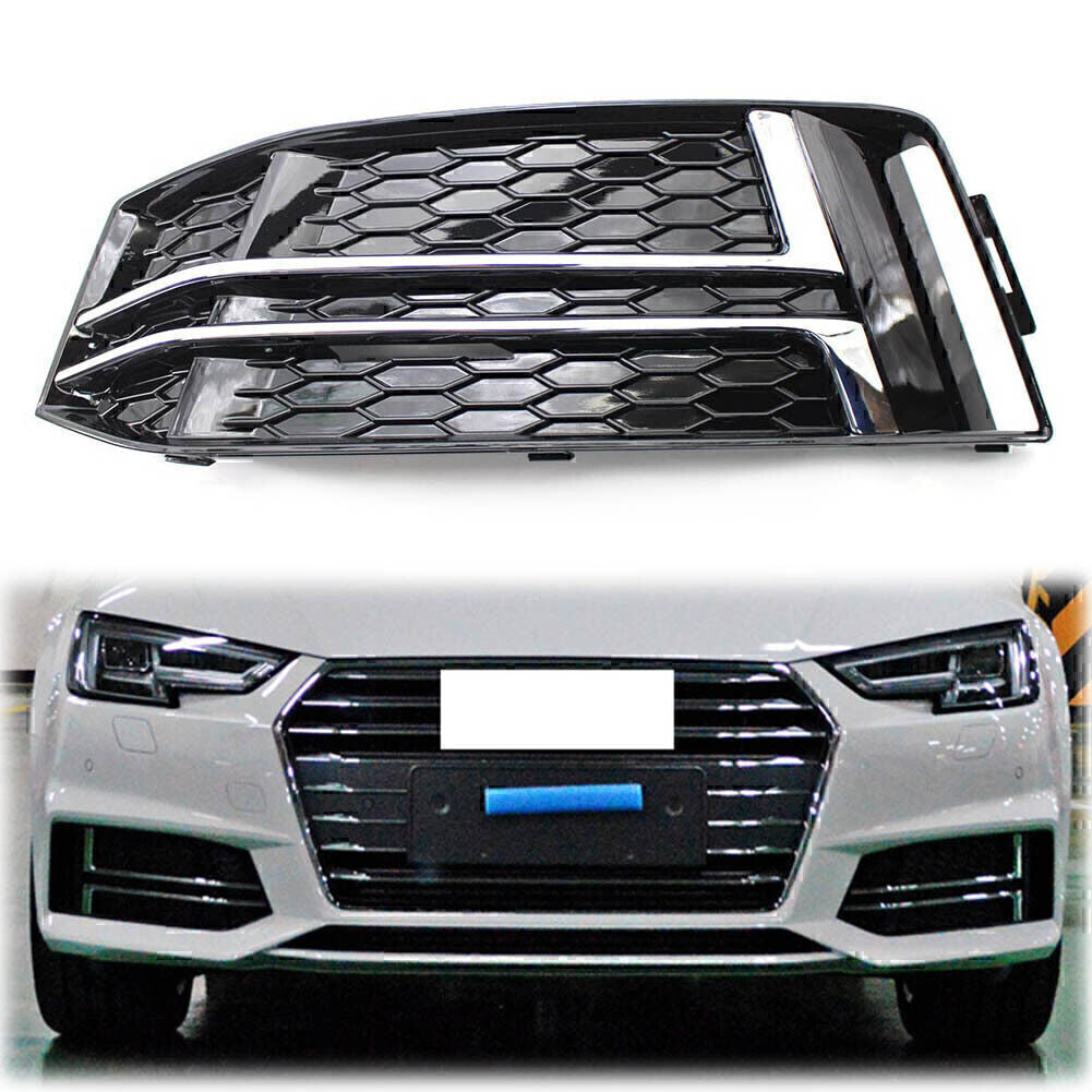 Left Front Bumper Lower Grille Grill Fit for AUDI S4 A4 B9 2017 18 Chrome