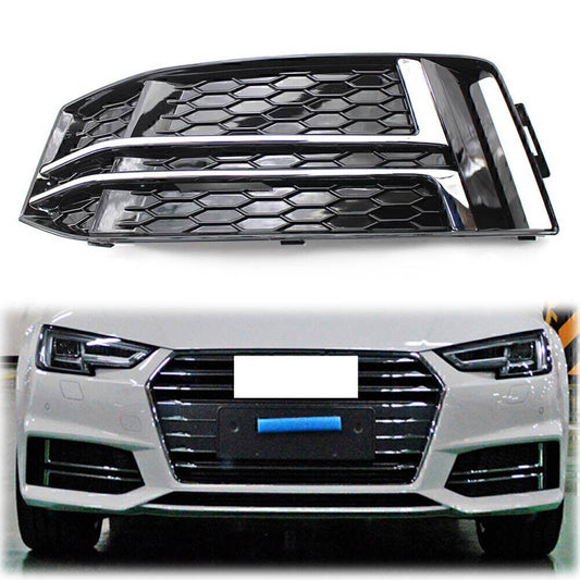 Left Front Bumper Lower Grille Grill Fit for AUDI S4 A4 B9 2017 18 Chrome