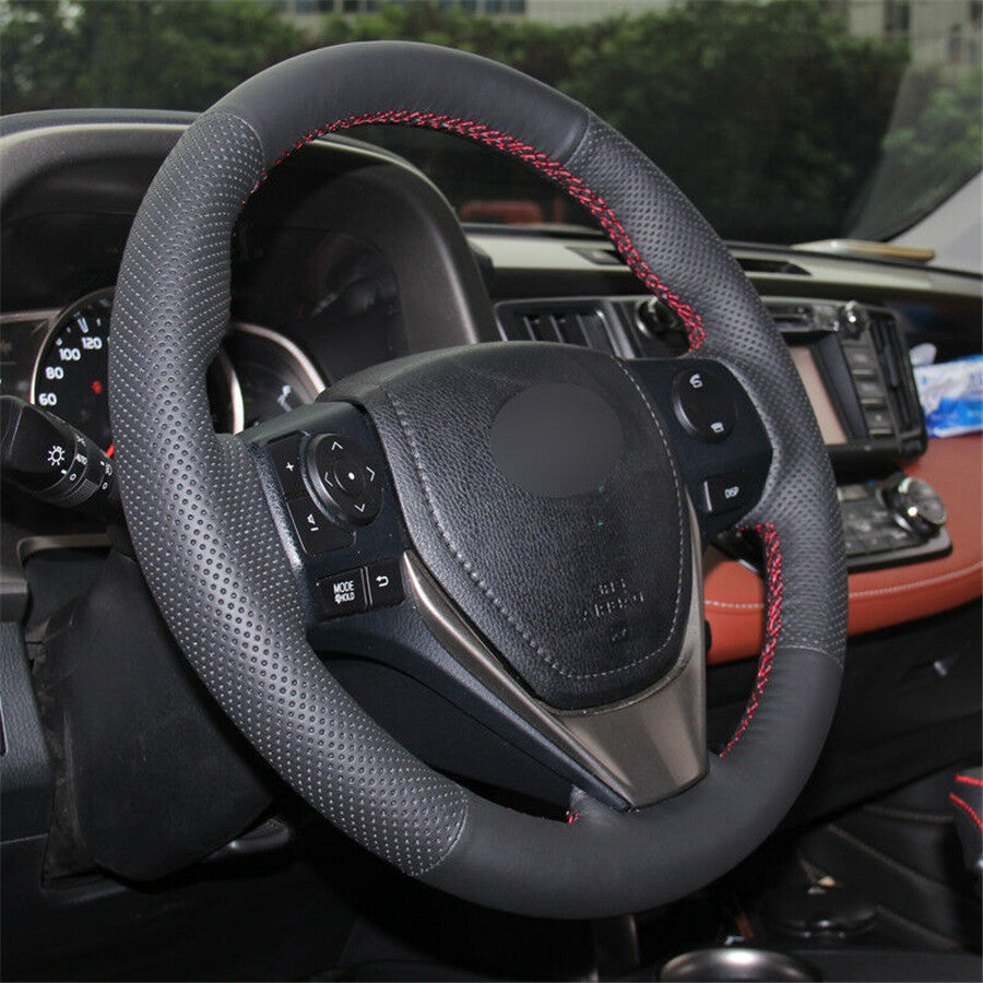 Car Steering Wheel Cover Hand Sewing for Toyota RAV4 2013-2018 for Corolla 2014-2018