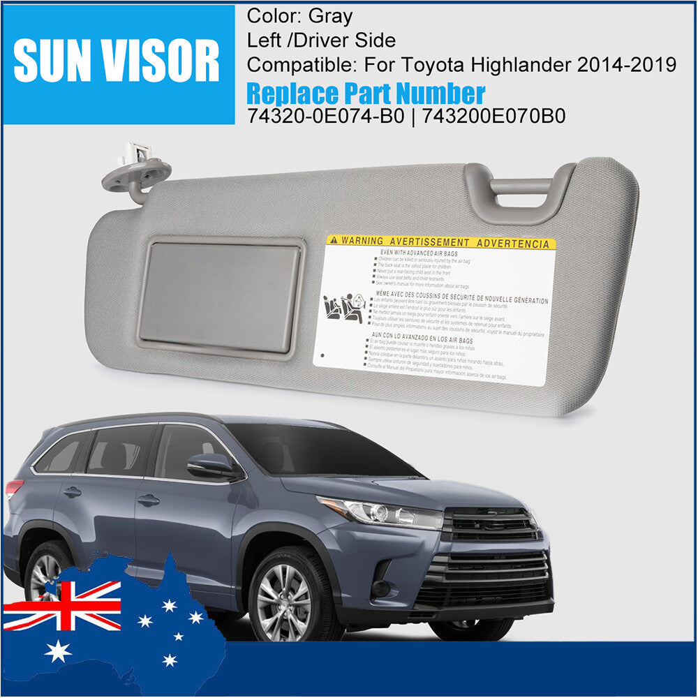 Left Sun Visor 74320-0E074-B0 for Toyota Highlander With Vanity Light 2014-2019