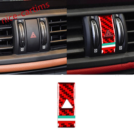 for Alfa Romeo Giulia 2017-21Red Carbon Fiber Emergency Light Switch Button Trim