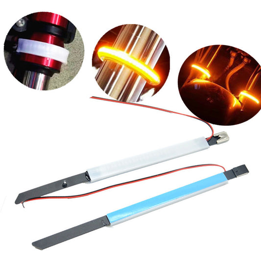 2Pc Amber LED Strip Motorcycle Bike Fork Turn Signal Indicator Light Blink Bars