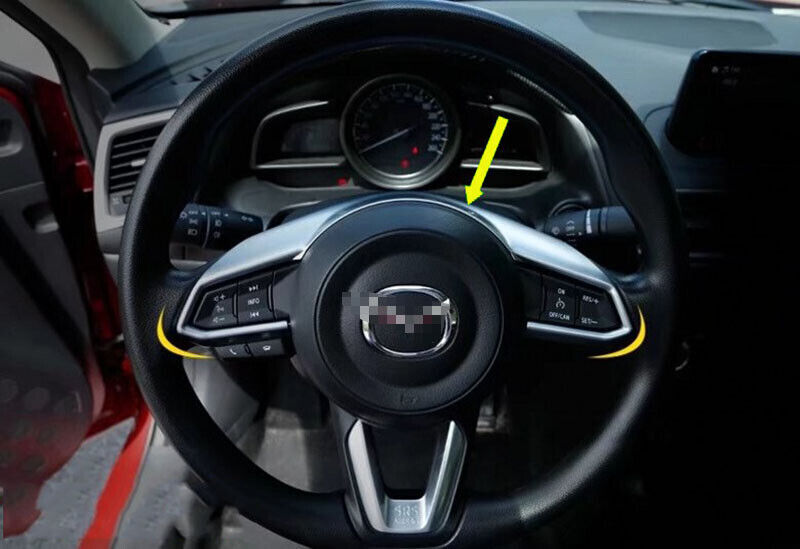 for Mazda CX-5 2017-2024 Silver Interior Steering Wheel Frame Cover Decor Trim