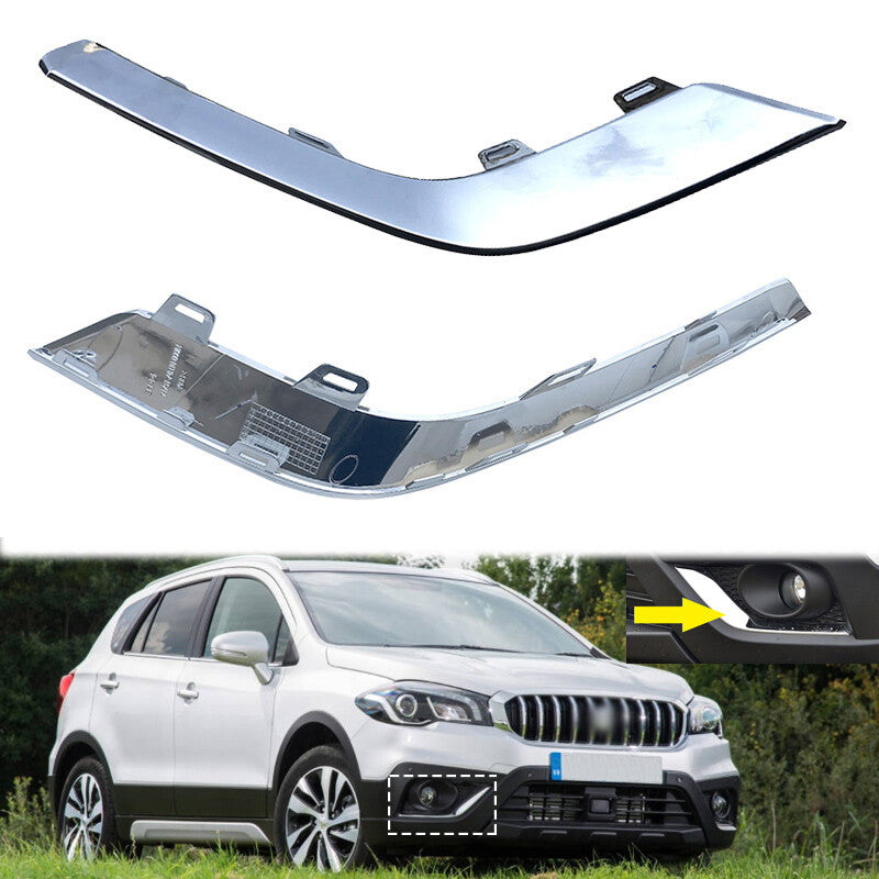 Pair Front Fog Light Lamp Chrome Trim Cover for Suzuki SX4 S-Cross SX4 Crossover
