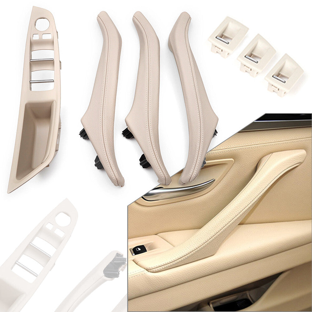 7pcs Door Trim Pull Handle Real Leather For 10-17 for BMW 5 series F10 F11 F18 LHD